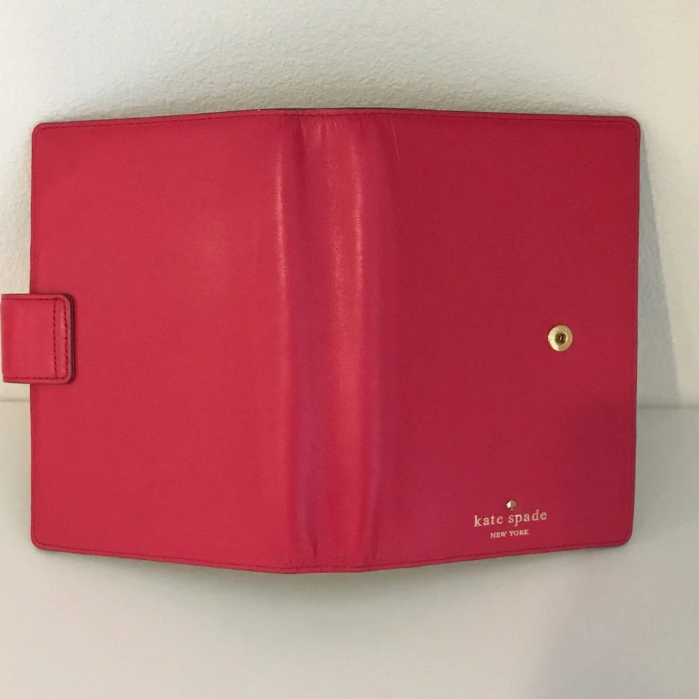 New kate spade Hot Pink Leather Planner with Snap Closure